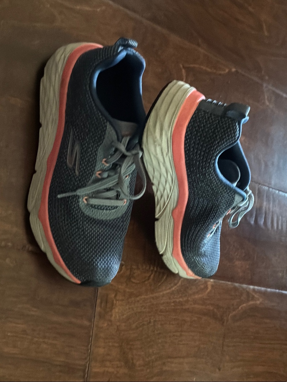 Skechers Womens Max Cushion Navy and Coral Athletic Sneakers